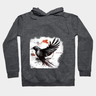 Flying Watercolor Crow Hoodie